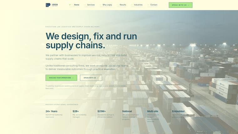Screenshot of the Logiq Partners website homepage
